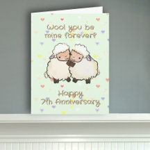 Cute Wool Sheep 7th Wedding Anniversary Be Mine
