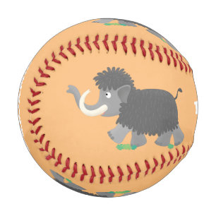 Cute woolly mammoth cartoon illustration baseball