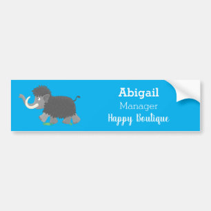 Cute woolly mammoth cartoon illustration  bumper sticker