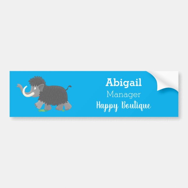 Cute woolly mammoth cartoon illustration  bumper sticker (Front)