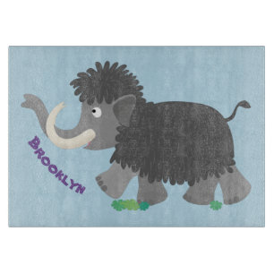 Cute woolly mammoth cartoon illustration  cutting board