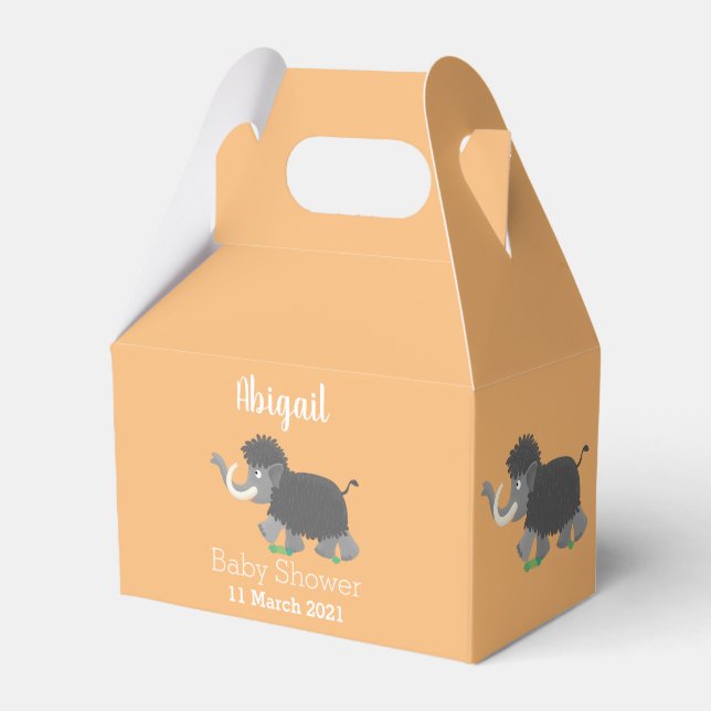 Cute woolly mammoth cartoon illustration favour box (Front Side)