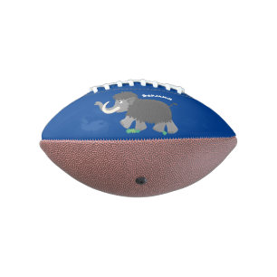 Cute woolly mammoth cartoon illustration football