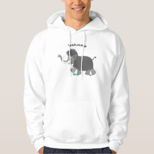 Cute woolly mammoth cartoon illustration hoodie