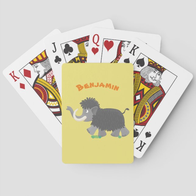 Cute woolly mammoth cartoon illustration playing cards (Back)