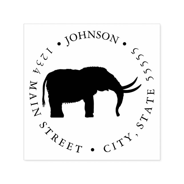 Cute Woolly Mammoth Silhouette Return Label Self-inking Stamp (Design)