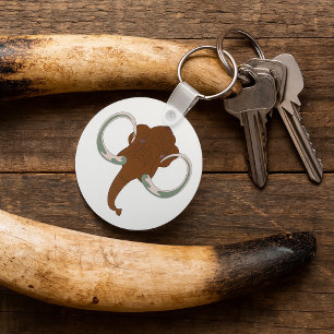 Cute Woolly Mammoth with Curved Tusks Key Ring