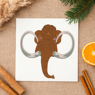 Cute Woolly Mammoth with Curved Tusks Napkin