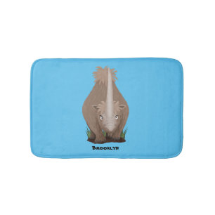 Cute woolly rhino elasmotherium cartoon bath mat