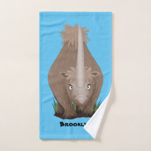 Cute woolly rhino elasmotherium cartoon bath towel set