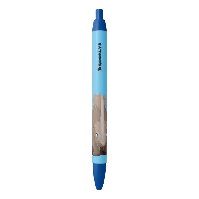 Cute woolly rhino elasmotherium cartoon  black ink pen (Front Vertical)