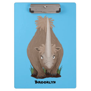Cute woolly rhino elasmotherium cartoon clipboard