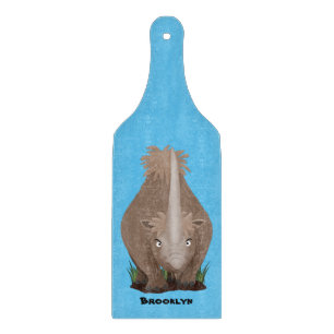 Cute woolly rhino elasmotherium cartoon cutting board