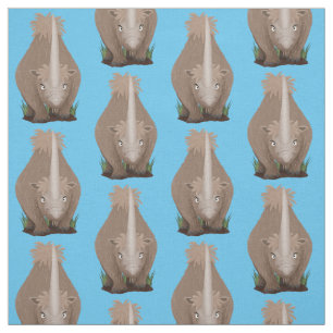 Cute woolly rhino elasmotherium cartoon fabric
