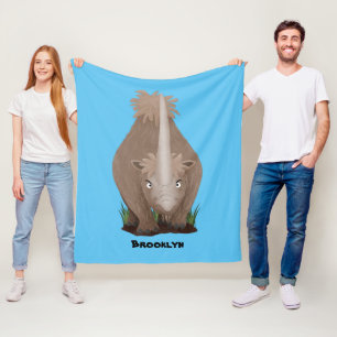 Cute woolly rhino elasmotherium cartoon fleece blanket