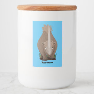 Cute woolly rhino elasmotherium cartoon food label