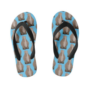 Cute woolly rhino elasmotherium cartoon kid's thongs