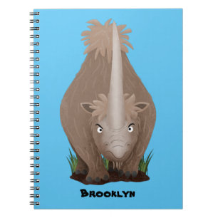 Cute woolly rhino elasmotherium cartoon notebook