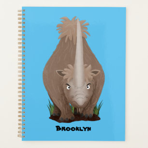 Cute woolly rhino elasmotherium cartoon planner