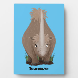 Cute woolly rhino elasmotherium cartoon plaque
