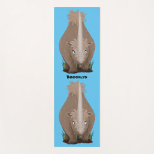 Cute woolly rhino elasmotherium cartoon yoga mat