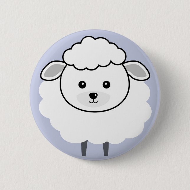 Cute Wooly Lamb Face 6 Cm Round Badge (Front)