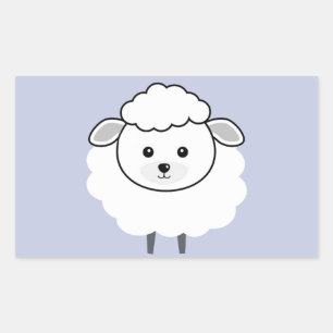 Cute Wooly Lamb Face Rectangular Sticker