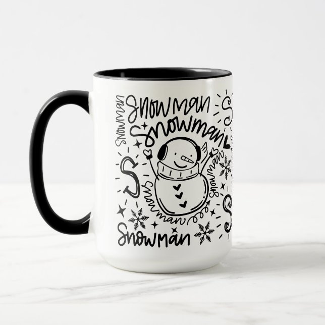 Cute Word Art Snowman Mug (Left)