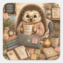 Cute Work From Home Hedgehog Watercolor