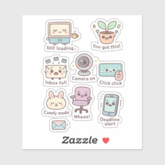 Cute Work From Home Vibes Sticker Pack