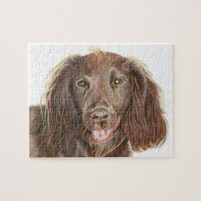 Cute Working Cocker Spaniel Hand Painted Jigsaw Puzzle (Horizontal)