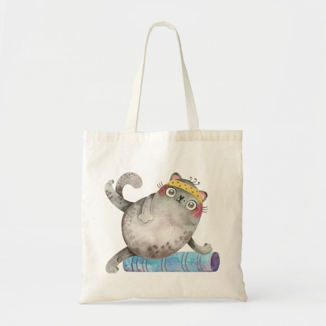 Cute Workout Cat Tote Bag (Front)