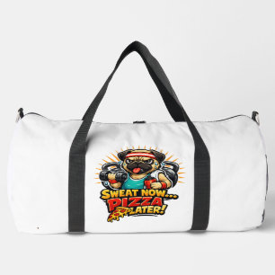 Cute Workout Dog T-Shirt for Fitness & Pizza Lover Duffle Bag