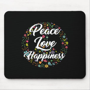 Cute World Peace Love Happiness Peace Sign Hippie Mouse Pad