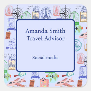 Cute World Traveler Collage Square Sticker