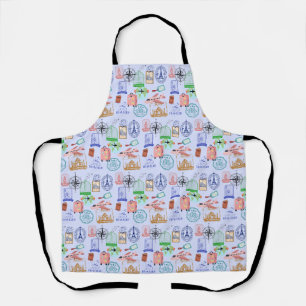 Cute World Traveller Collage Apron