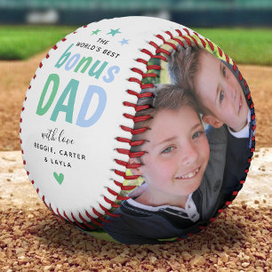 Cute World's Best Bonus Dad 2 Photo Baseball
