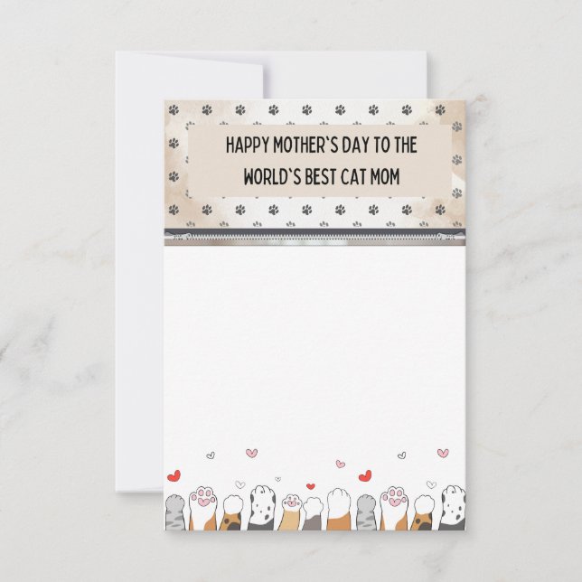 Cute World's Best Cat Mum Mother's Day Card (Front)