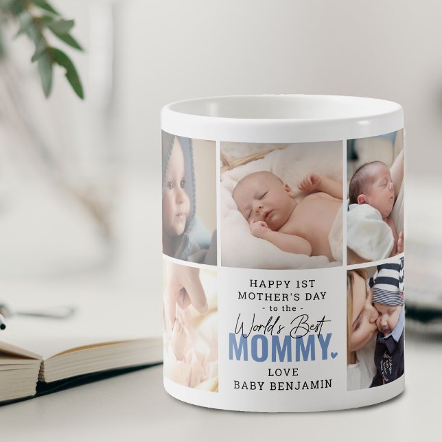 Cute 'Worlds Best Mummy' 1st Mother's Day Blue Coffee Mug (Creator Uploaded)