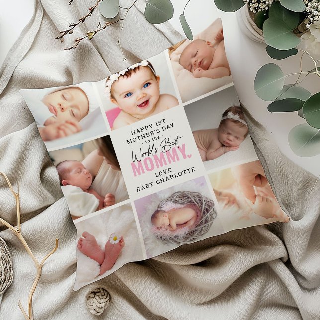 Cute 'Worlds Best Mummy' 1st Mother's Day Keepsake Cushion (Creator Uploaded)