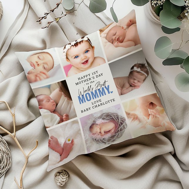 Cute 'Worlds Best Mummy' 1st Mother's Day Keepsake Cushion (Creator Uploaded)