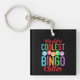 Cute world's coolest Bingo caller word art Key Ring