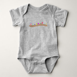 Cute worm delivering hearts baby bodysuit