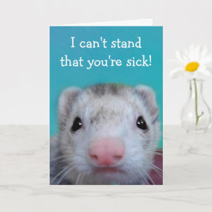 Cute, Worried Ferret Get Well Card
