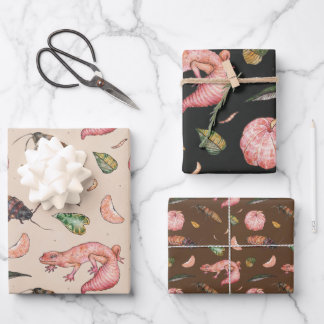 Cute Wrapping Paper Set with Lizards and Roaches