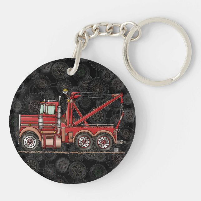 Cute Wrecker Truck Key Ring (Back)