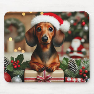 Cute Xmas Dachshund Mouse Pad