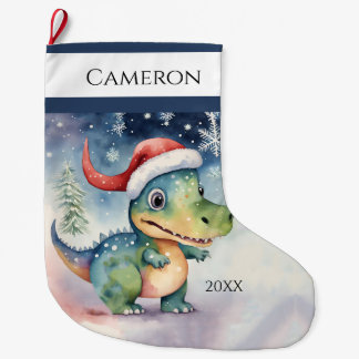 Cute Xmas Dinosaur Large Christmas Stocking