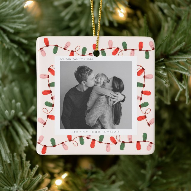 Cute Xmas Family Photo christmas holiday  Ceramic Ornament (Creator Uploaded)
