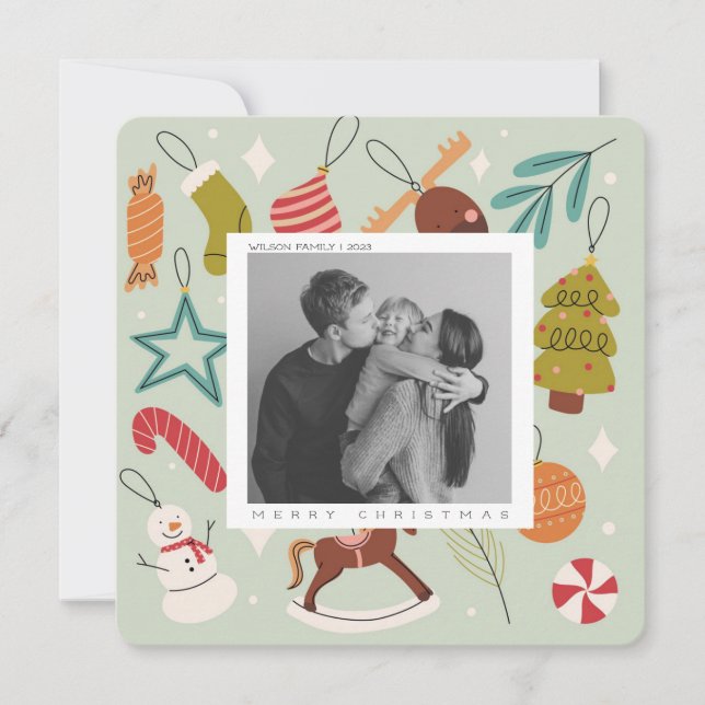 Cute Xmas Family Photo christmas holiday postcard (Front)